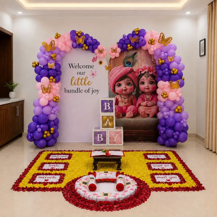 Premium Baby Welcome Ceremony Decoration — decoration setup in Pune