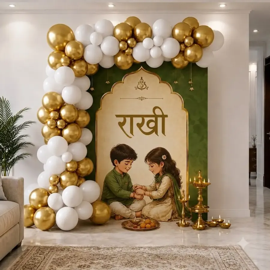 Rakhi Special Balloon Backdrop Decoration — decoration setup in Pune