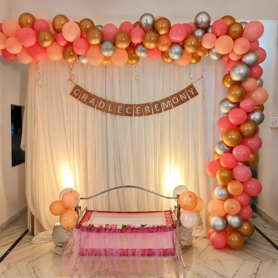 Simple Cradle Ceremony Decoration — decoration setup in Pune