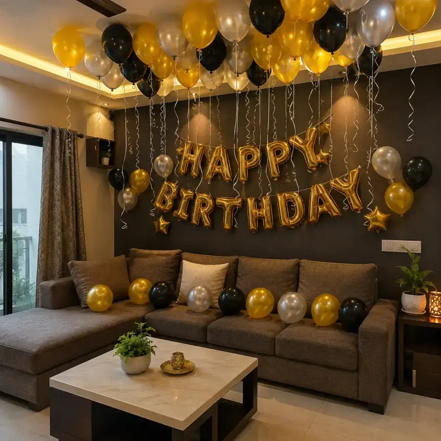 Simple Happy Birthday Room Decoration — decoration setup in Pune