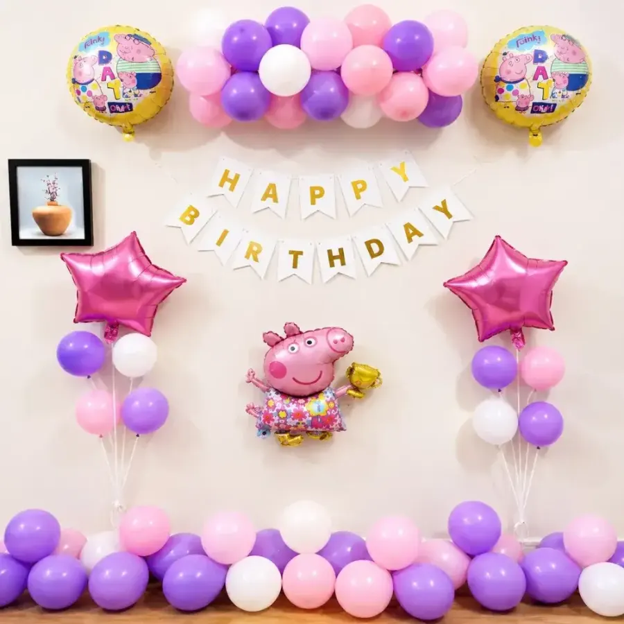 Simple Peppa Pig Decoration — decoration setup in Pune