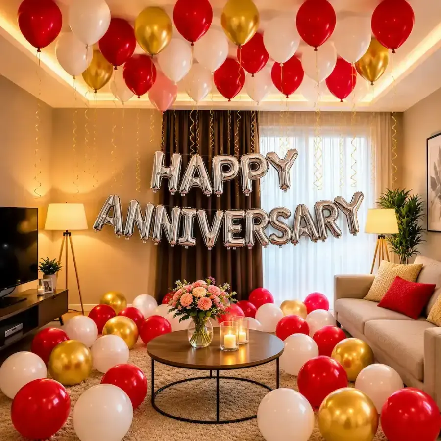 Simple Room Decoration For Anniversary — decoration setup in Pune