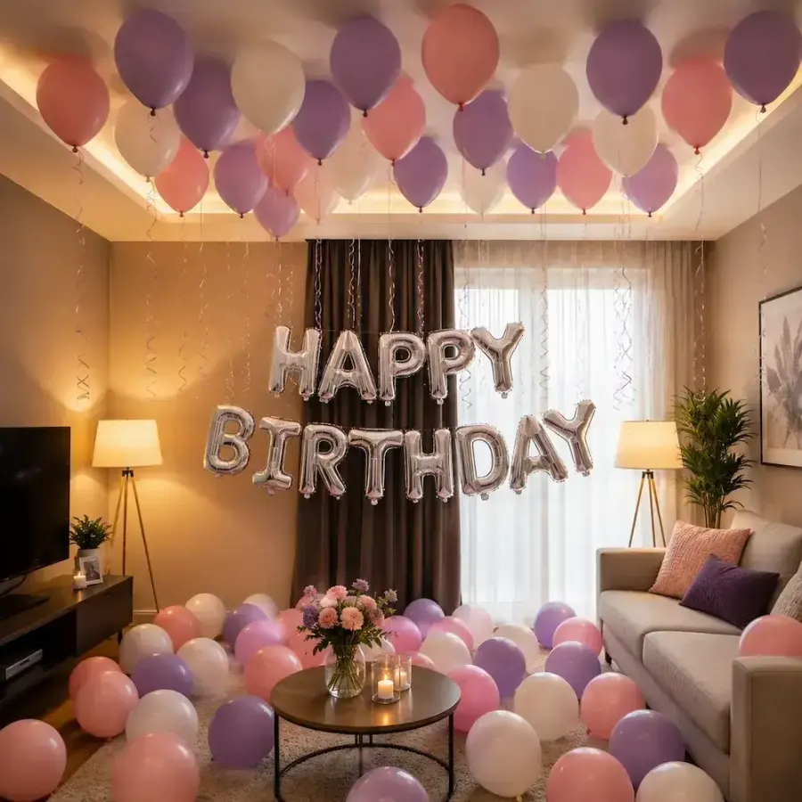 Simple Room Decoration for Birthday — decoration setup in Pune