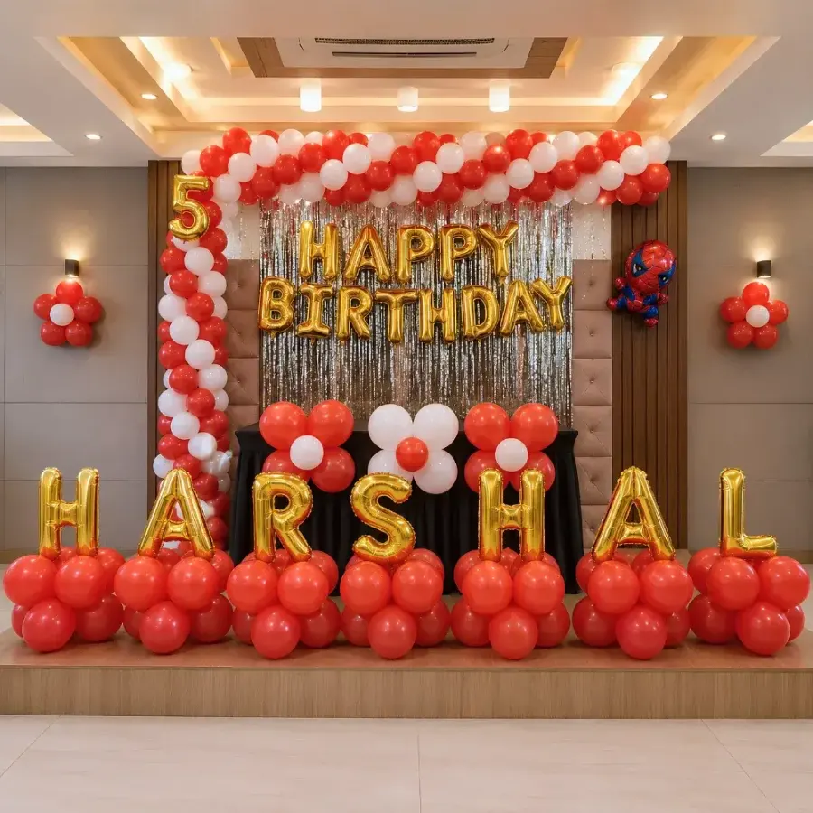 Simple Spiderman Stage Decoration — decoration setup in Pune