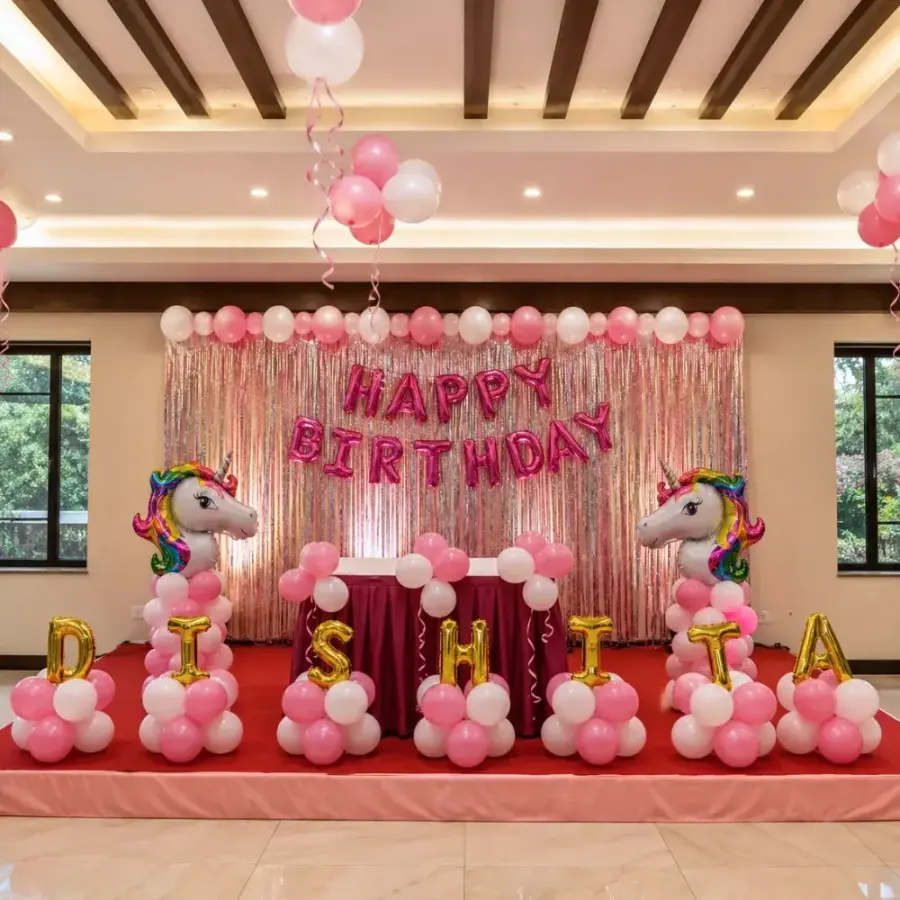 Simple Unicorn Stage Decoration — decoration setup in Pune