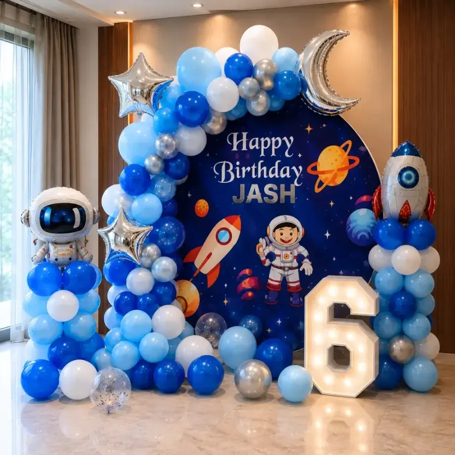 Space Theme Birthday Decor — decoration setup in Pune