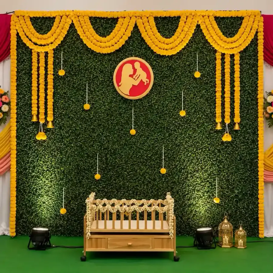 Traditional Cradle Ceremony Decoration — decoration setup in Pune