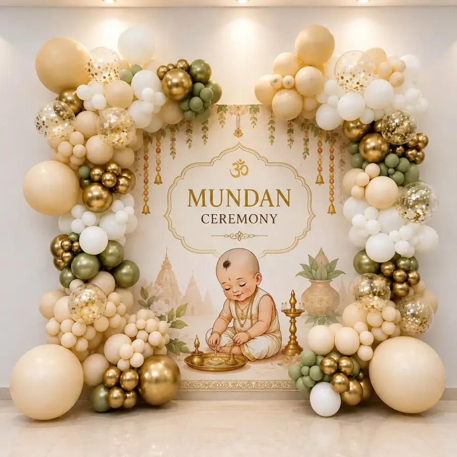 Traditional Mundan Ceremony Balloon Decoration — decoration setup in Pune