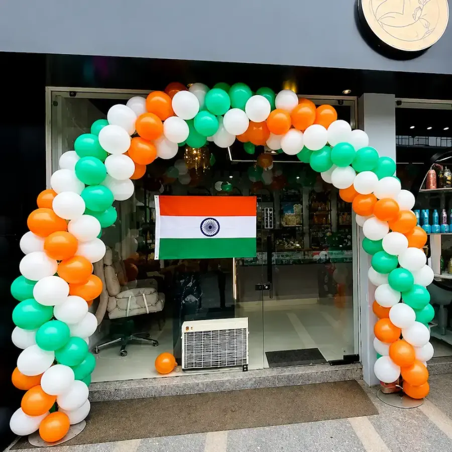 Tricolor Balloon Decoration for Shop — decoration setup in Pune