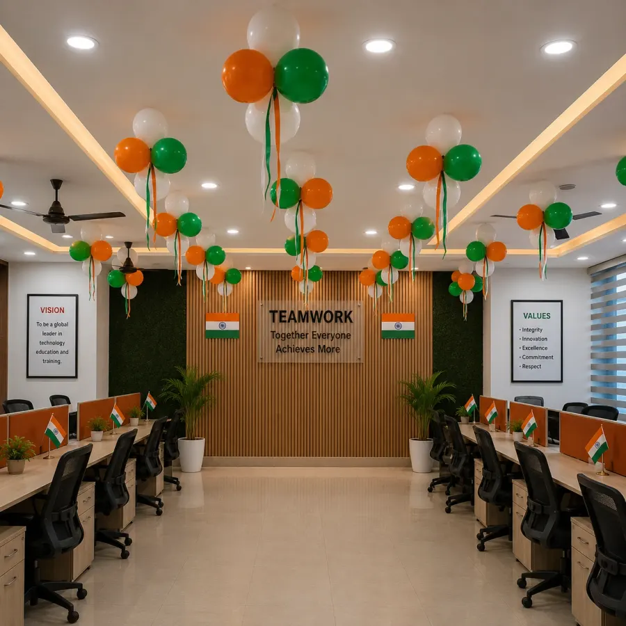 Tricolor Office Reception Balloon Decoration — photo 2