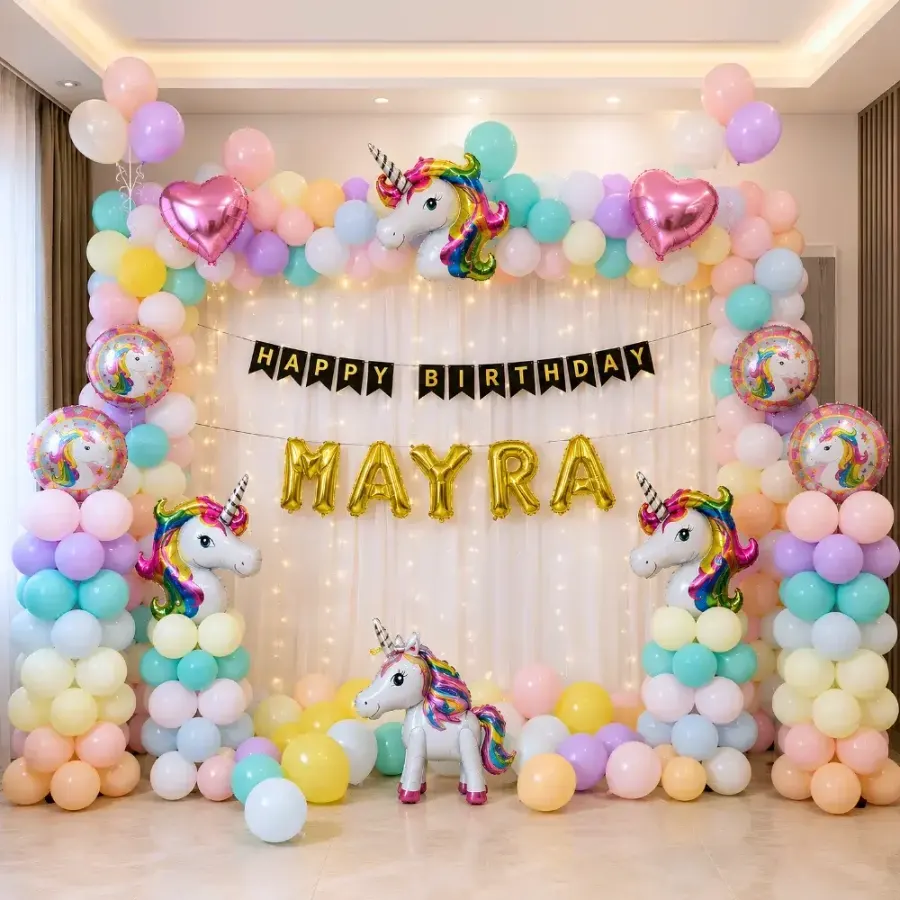 Unicorn Backdrop Decoration — decoration setup in Pune