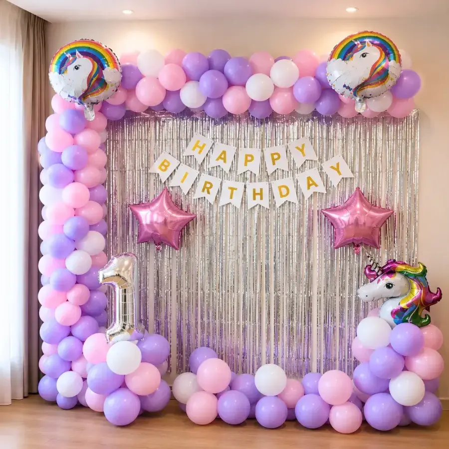 Unicorn Theme Decoration for Birthday — decoration setup in Pune