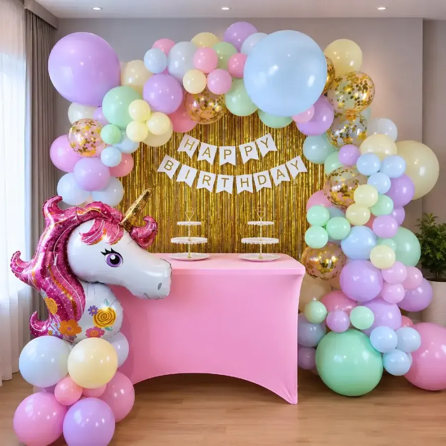 Unicorn Wall Arch — decoration setup in Pune