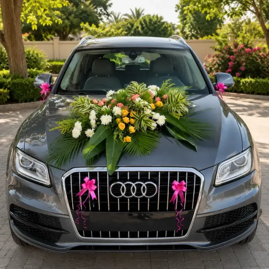 Wedding Car Decoration With Flowers — decoration setup in Pune