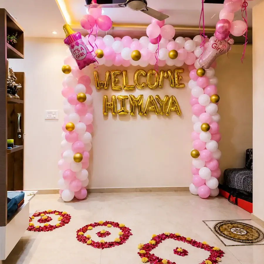 Welcome Baby Girl Decoration — decoration setup in Pune